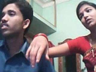 Indian youthful couple aloft web webcam