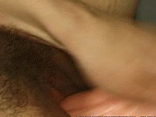 Brunette tiny teen pussy puts dildo give her hairy pussy and makes her cunt wet