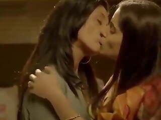 Indian Desi Lesbians Kissing with an increment of Making Out In Bed
