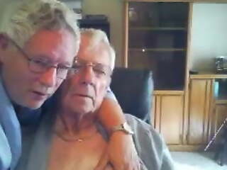 Two grandpas cuddling, kissing and doting - no hardcore