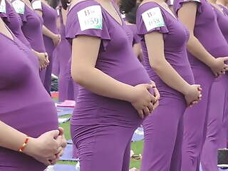 Pregnant Asian women rendition yoga (non porn)