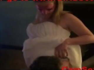 Hotwife Becky cuckolds spouse in her conjugal dress, spouse films