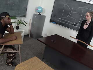 Hot Teacher Andi Ray Takes Rome Major's Hard Flannel In Class!