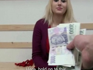 Public Blowjob For Money from Sexy Czech Slut Teen Girl 05