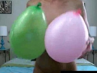 cam slut plays with balloons