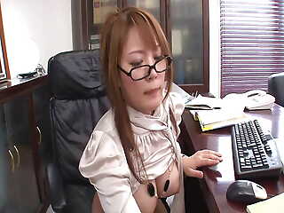 Uncensored! Japanese mom gets fucked overwrought her boss at work so she keeps her job!