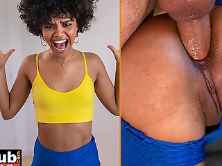 FAKEhub - Sexy young ebony babe gets pranked by her housemate winning having anal sex