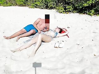Wife gets fucked by a stranger at one's disposal the beach while hubby is recording, cuckold wife, cuckold husband, share my wife, slut