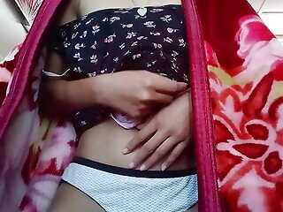 Indian school girl alone at home fingering
