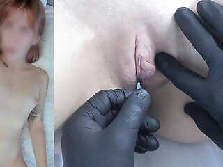 Icy Gets Her First Painful Clitoral Piercing  In a flap Needles Play Bdsm Pain