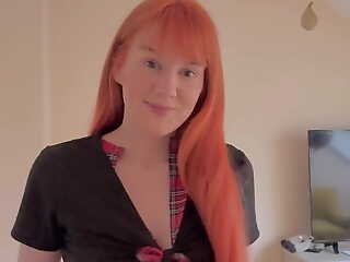 Redhead schoolgirl playing close by there herself sisterly