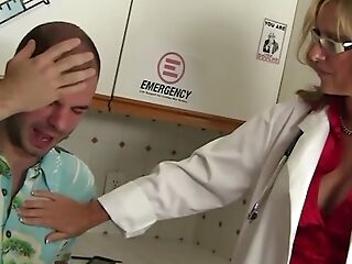 Iatrical doctor Jodi West milks her patients weasel words dry with her mouth and pussy