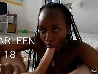 Retiring 18yo African Teen Sharleen bravely takes her first white cock