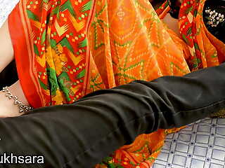 Desi Indian boss fucking his secretary all over his farm house all over hot orange saree