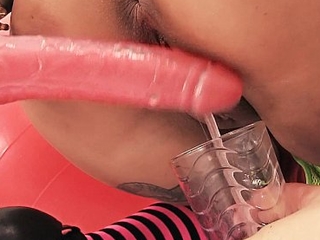 Gag Machine Teen Inserts Her Own Drool in Open Pussy. Deepthroats!